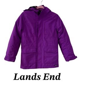 Lands End purple squall 3-in-1 waterproof jacket Size M (10-12)